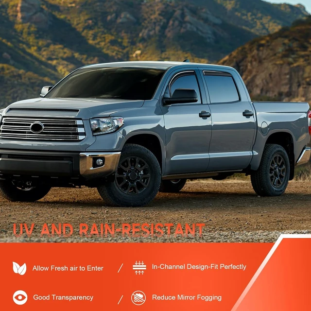 Alt view image 3 of 7 - in-Channel Rain Guards Fit for Toyota Tundra CrewCab 2007-2021, 4PCS