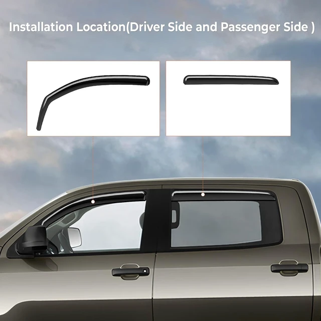 Alt view image 7 of 7 - in-Channel Rain Guards Fit for Toyota Tundra CrewCab 2007-2021, 4PCS