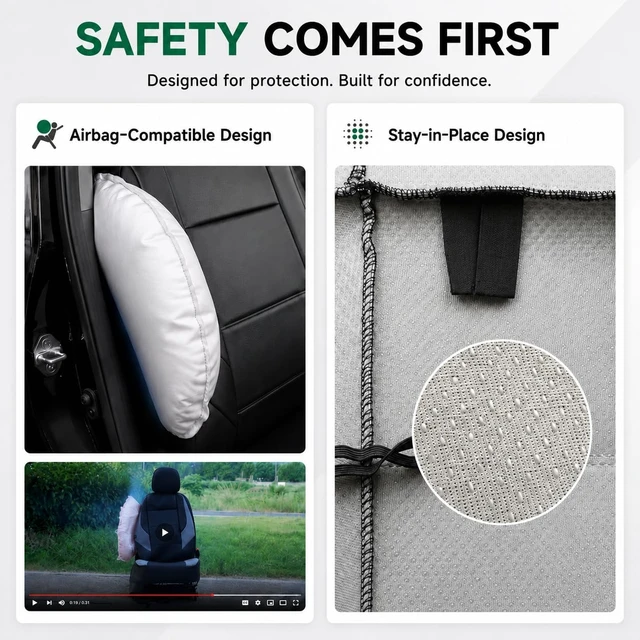 Alt view image 6 of 7 - Air Cool Mesh Car Seat Cover Custom Fit Subaru Outback Forester Crosstrek Legacy Impreza,Breathable Cooling Seat Protector with Leather Back Pannel(Black)