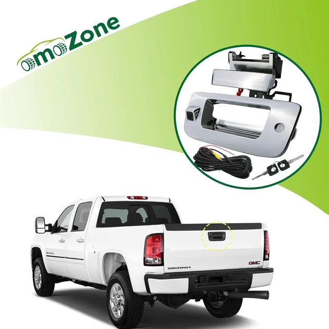 Alt view image 5 of 7 - Backup Camera Tailgate Handle Rear View Camera Liftgate Latch Handle with Key Lock Cylinder Compatible with 2007-2014 Chevrolet Chevy Silverado GMC Sierra 1500 2500 3500