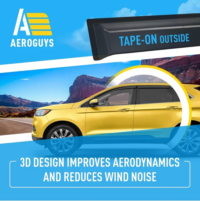 Alt view image 5 of 7 - Extra Durable Window Deflectors Tape-On Window Visors Rain Guards Fit for Ford Edge 2015-2024, Sun Visors, Wind Vent for Shades, Exterior Car Accessories - 6pcs. AG0499