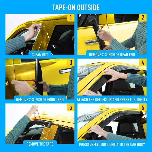 Alt view image 7 of 7 - Extra Durable Window Deflectors Tape-On Window Visors Rain Guards Fit for Ford Edge 2015-2024, Sun Visors, Wind Vent for Shades, Exterior Car Accessories - 6pcs. AG0499