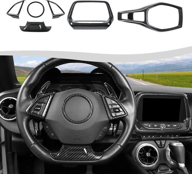 Main image of 6PCS Full Set Interior Trim Kit for 2016-2026 Chevy Camaro SS ZL1 3LT, Center Console Navigation GPS Screen Panel Frame Gear Shift Cover Trim(Carbon Fiber, for 8" Screen)