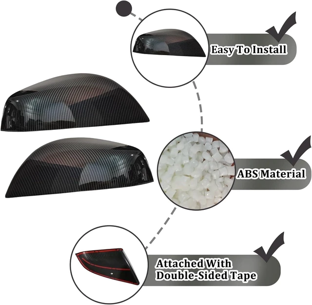 Alt view image 6 of 7 - Side Mirror Covers Caps for Tesla Model S 2014-2020 ABS Carbon
