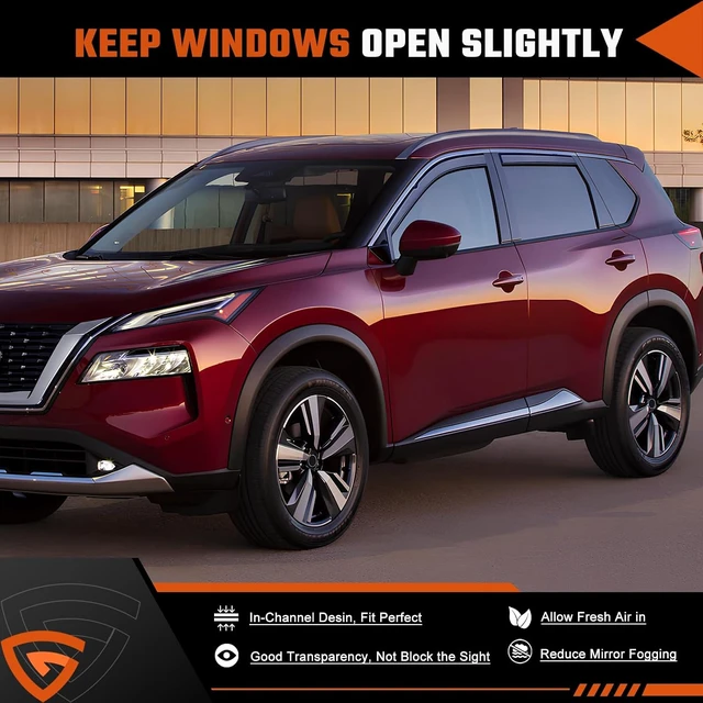 Alt view image 6 of 7 - in-Channel Rain Guards Compatible with Nissan Rogue 2021-2026 4 PCS