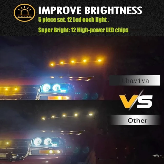 Alt view image 5 of 7 - 2026 Upgrade Solar Cab Lights for Trucks - No Drill Roof LED Marker Lights with Vibration Sensor