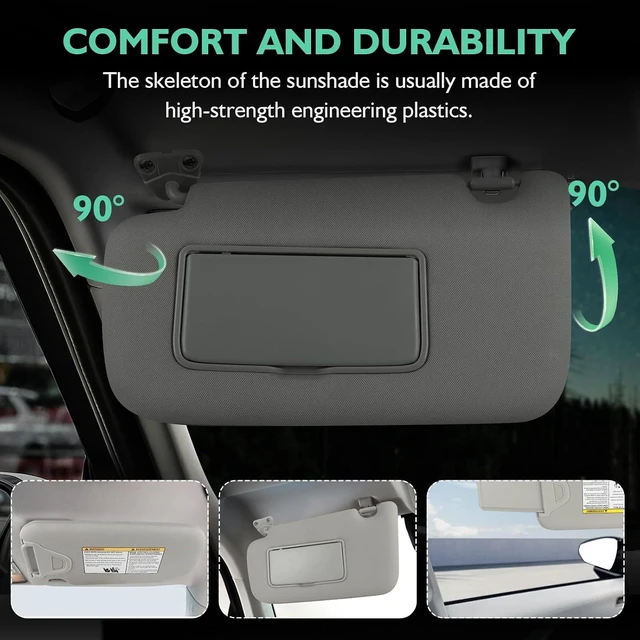 Alt view image 3 of 7 - Sunvisor Driver&Passenger Side for 2013-2019 Nissan Sentra Accessories, Left&Right Side Sun Visor Without Light, Left&Right Side Sunvisor with Mirror, Gray, Replacement#96401-3SG8A 96400-3SG8A