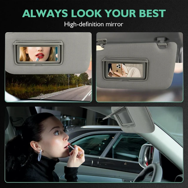 Alt view image 6 of 7 - Sunvisor Driver&Passenger Side for 2013-2019 Nissan Sentra Accessories, Left&Right Side Sun Visor Without Light, Left&Right Side Sunvisor with Mirror, Gray, Replacement#96401-3SG8A 96400-3SG8A