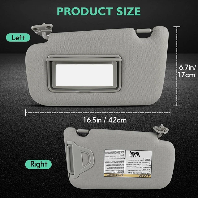 Alt view image 5 of 7 - Sunvisor Driver&Passenger Side for 2013-2019 Nissan Sentra Accessories, Left&Right Side Sun Visor Without Light, Left&Right Side Sunvisor with Mirror, Gray, Replacement#96401-3SG8A 96400-3SG8A
