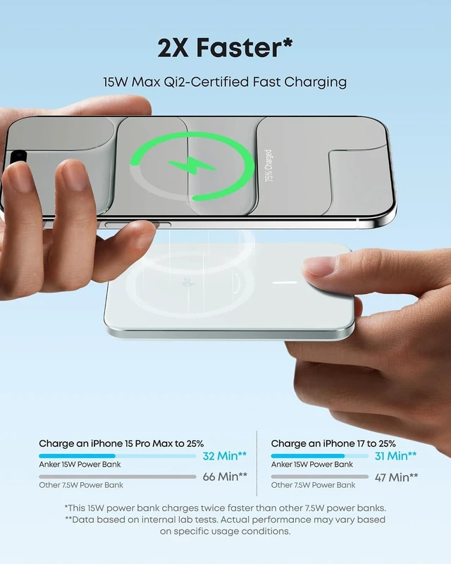 Alt view image 3 of 6 - Nano Magnetic Power Bank, 5,000mAh Qi2-Certified 15W Portable Charger