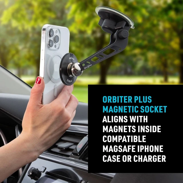 Alt view image 4 of 7 - Steelie Windshield Kit - Magnetic Cell Phone Holder for Car Accessories - Sturdy Car Windshield Mount for Cell Phones - Orbiter Plus