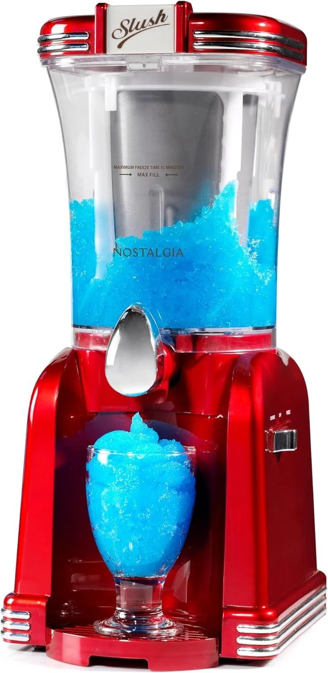 Main image of Frozen Drink Maker and Margarita Machine for Home - 32-Ounce Slushy Maker with Stainless Steel Flow Spout - Easy to Clean and Double Insulated - Retro Red