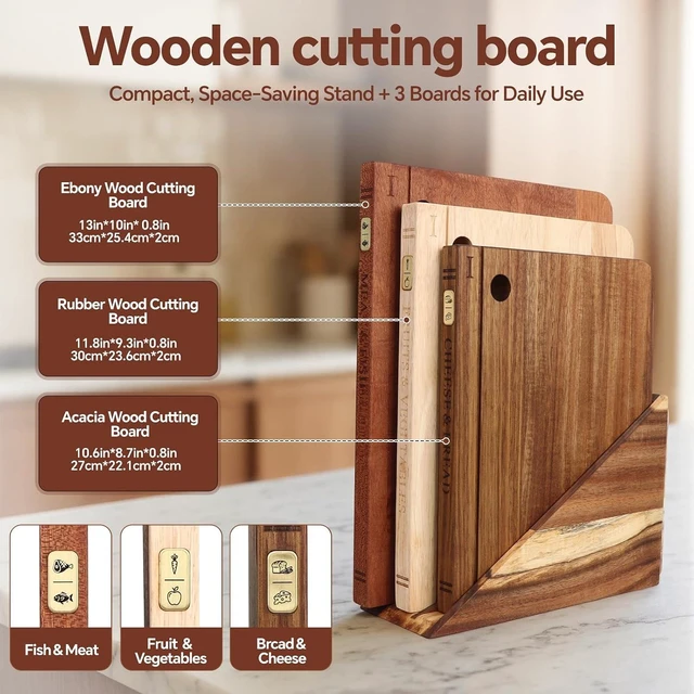 Alt view image 4 of 7 - Wood Book Cutting Board Set with Stand, Wooden Cutting Boards for Kitchen,Knife Friendly Decorative Board that Look Like Books, Easy to Store & Clean,Unique Gift for Book Lovers & Home Cooks