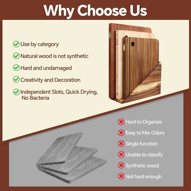 Alt view image 7 of 7 - Wood Book Cutting Board Set with Stand, Wooden Cutting Boards for Kitchen,Knife Friendly Decorative Board that Look Like Books, Easy to Store & Clean,Unique Gift for Book Lovers & Home Cooks
