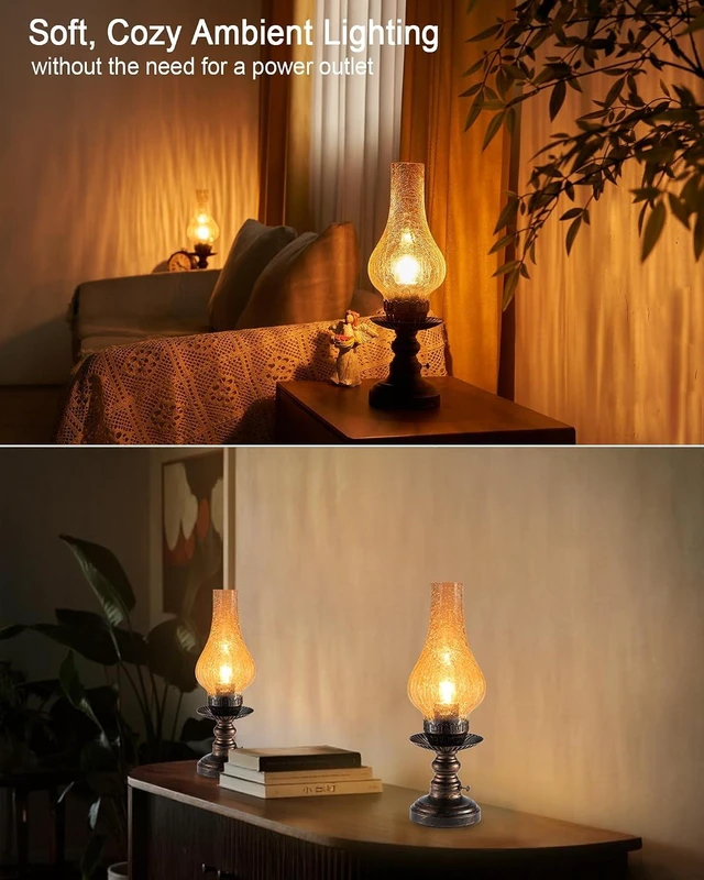 Alt view image 3 of 7 - Vintage Rechargeable Cordless Table Lamp, Small Battery Powered Lamp