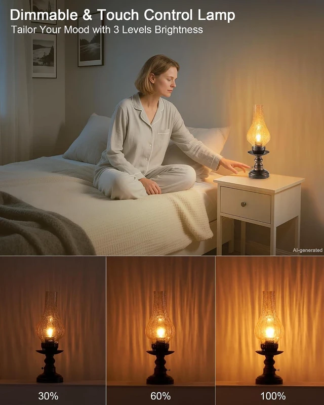 Alt view image 4 of 7 - Vintage Rechargeable Cordless Table Lamp, Small Battery Powered Lamp