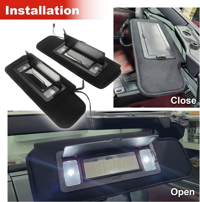 Alt view image 5 of 7 - Sun Visors Sunshades W/Vanity Mirror & LED Light for 1984-1996 Corvette C4