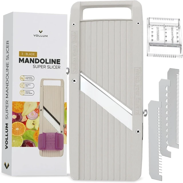 Main image of Wide Japanese Mandoline Slicer for Kitchen Professional Slicer Vegetable Cutter with Interchangeable Stainless Steel Blades Food Manual Slicer Handheld Mandoline Slicer