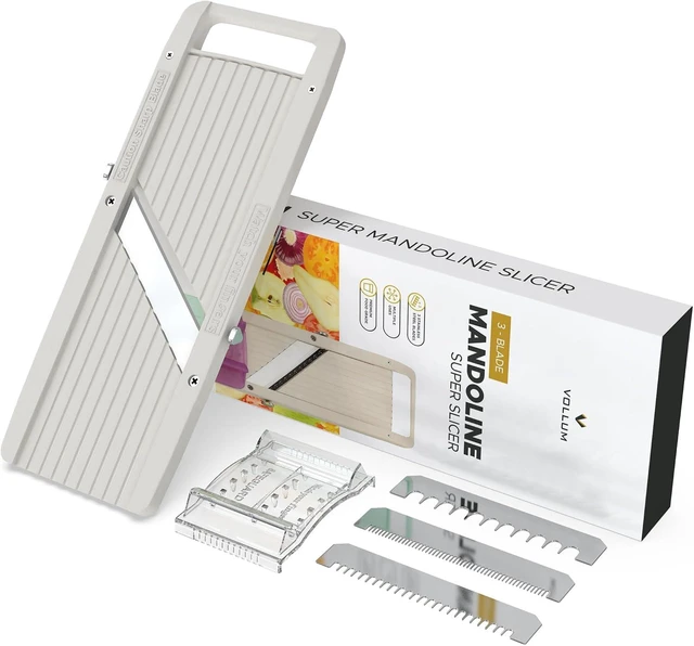 Alt view image 6 of 7 - Wide Japanese Mandoline Slicer for Kitchen Professional Slicer Vegetable Cutter with Interchangeable Stainless Steel Blades Food Manual Slicer Handheld Mandoline Slicer