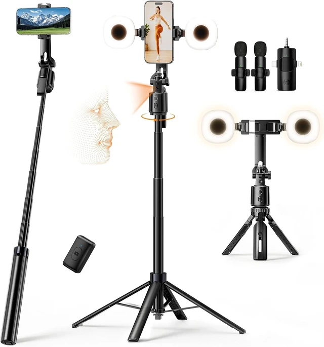 Main image of 71" Vlogging Kit, Face Tracking Tripod, Desk Stand, Mics & Light
