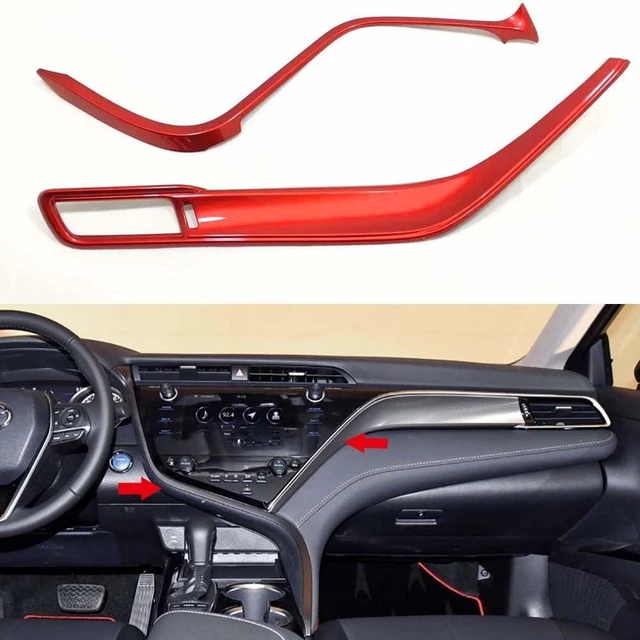 Alt view image 2 of 7 - for 2018-2024 Toyota Camry Red Center Console Trim Cover 2-pc