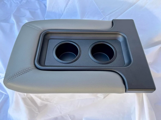 Alt view image 4 of 7 - Center Console Lid with Cup Holders for 1995-1999 Chevy GMC K & C1500 C2500 C3500 Light Gray