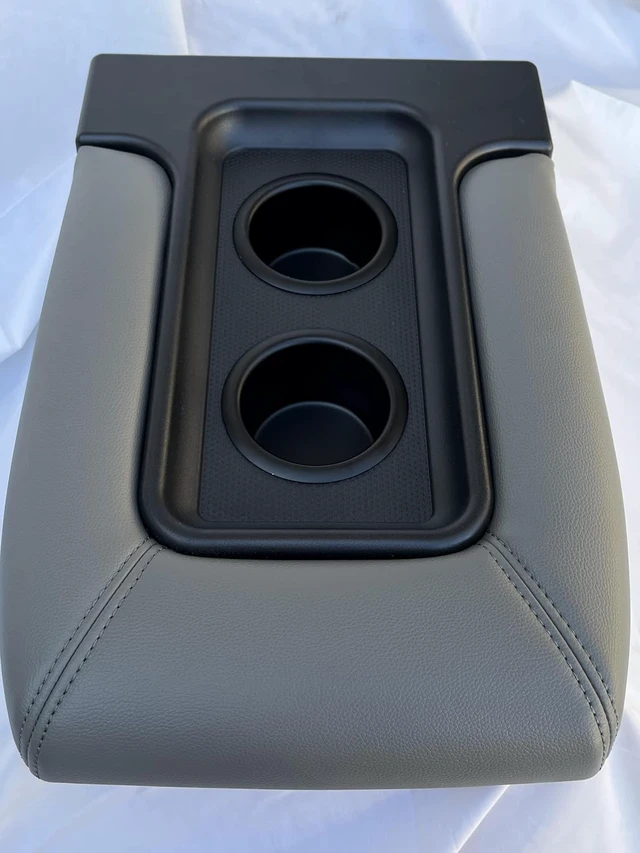 Alt view image 6 of 7 - Center Console Lid with Cup Holders for 1995-1999 Chevy GMC K & C1500 C2500 C3500 Light Gray