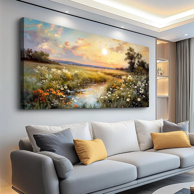 Main image of Canvas Wall Art For Living Room Wall Decor For Bedroom Office Decorations Vintage Farmhouse Wildflower Wall Paintings Nature Landscape Picture Artwork Aesthetic Home Decor Ready To Hang