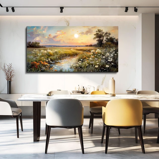Alt view image 7 of 7 - Canvas Wall Art For Living Room Wall Decor For Bedroom Office Decorations Vintage Farmhouse Wildflower Wall Paintings Nature Landscape Picture Artwork Aesthetic Home Decor Ready To Hang