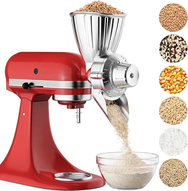 Main image of Grain Mill Attachment for KitchenAid, Food-Grade All-Metal 9 Levels