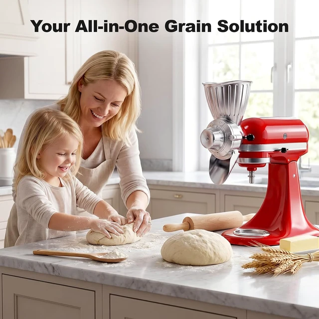 Alt view image 6 of 7 - Grain Mill Attachment for KitchenAid, Food-Grade All-Metal 9 Levels