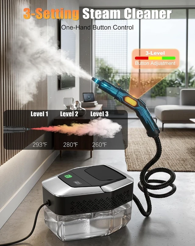 Alt view image 3 of 7 - 293°F High-Pressure Handheld Steam Cleaner for Home, Bathroom, Kitchen