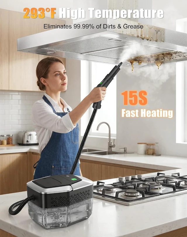 Alt view image 4 of 7 - 293°F High-Pressure Handheld Steam Cleaner for Home, Bathroom, Kitchen