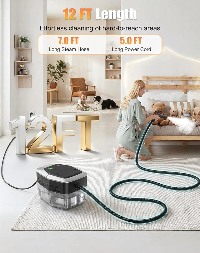 Alt view image 5 of 7 - 293°F High-Pressure Handheld Steam Cleaner for Home, Bathroom, Kitchen
