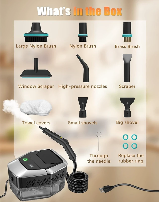 Alt view image 7 of 7 - 293°F High-Pressure Handheld Steam Cleaner for Home, Bathroom, Kitchen