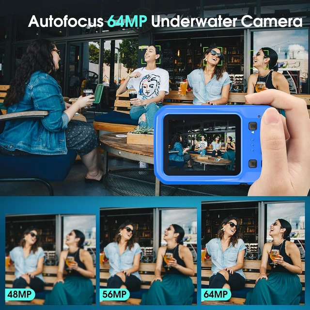 Alt view image 4 of 7 - 4K Underwater Camera, 64MP 16FT Compact Waterproof Camera with 16GB Card