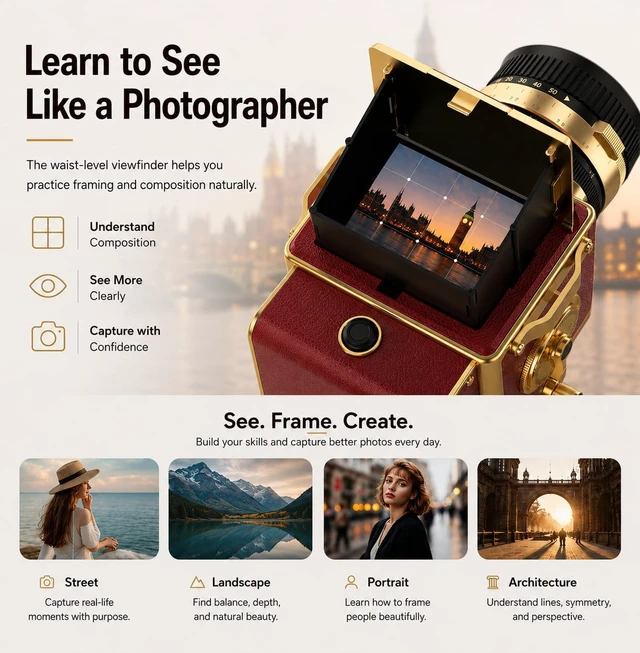 Alt view image 2 of 7 - Vintage Digital Camera, 64MP 2.7K Mini Vintage Camera with Autofocus, 2" IPS Waist-Level Screen, 16GB TF Card, 16X Zoom Retro Point and Shoot Camera for Beginners, Red Vintage Decor