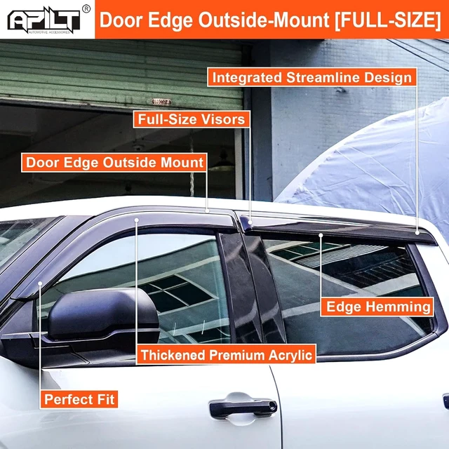 Alt view image 2 of 7 - Outside-Mount Rain Guards Window Visors for 2015-2022 Chevrolet Colorado Crew Cab & GMC Canyon Crew Cab Wind Vent Deflector Truck Accessories Dark Smoke 4-Piece Set with Thicker