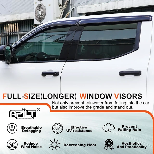 Alt view image 5 of 7 - Outside-Mount Rain Guards Window Visors for 2015-2022 Chevrolet Colorado Crew Cab & GMC Canyon Crew Cab Wind Vent Deflector Truck Accessories Dark Smoke 4-Piece Set with Thicker