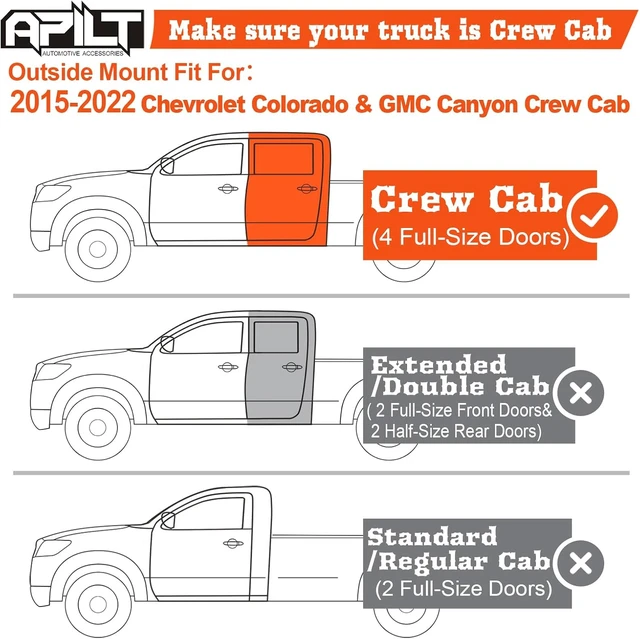 Alt view image 3 of 7 - Outside-Mount Rain Guards Window Visors for 2015-2022 Chevrolet Colorado Crew Cab & GMC Canyon Crew Cab Wind Vent Deflector Truck Accessories Dark Smoke 4-Piece Set with Thicker