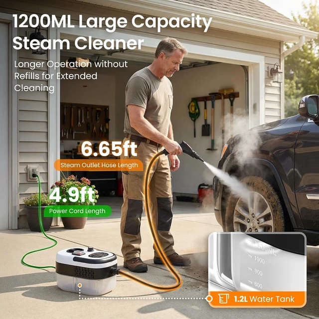 Alt view image 4 of 7 - Handheld Steam Cleaner for Home w/41oz Tank& 6-Level Pressure Steam