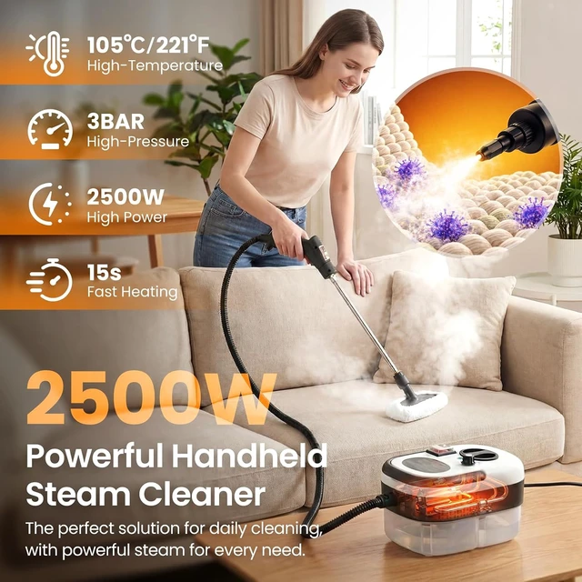 Alt view image 2 of 7 - Handheld Steam Cleaner for Home w/41oz Tank& 6-Level Pressure Steam