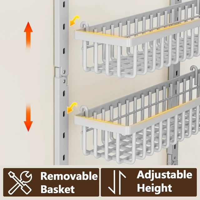 Alt view image 5 of 7 - 9 Tier Over The Door Pantry Organizer, 2 in 1 Wall Mount or Hanging Spice Rack with Adjustable Deep Basket, Heavy-Duty Seasoning Organizer and Storage for Kitchen Cabinet Closet Bathroom