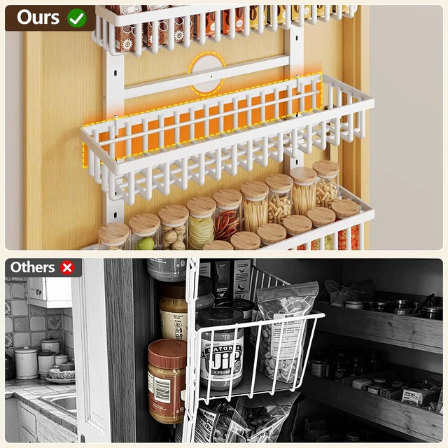 Alt view image 7 of 7 - 9 Tier Over The Door Pantry Organizer, 2 in 1 Wall Mount or Hanging Spice Rack with Adjustable Deep Basket, Heavy-Duty Seasoning Organizer and Storage for Kitchen Cabinet Closet Bathroom