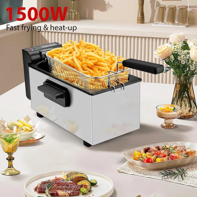 Alt view image 2 of 7 - Deep Fryer 3L Capacity,1500W Oil Fryer with Adjustable Temperature