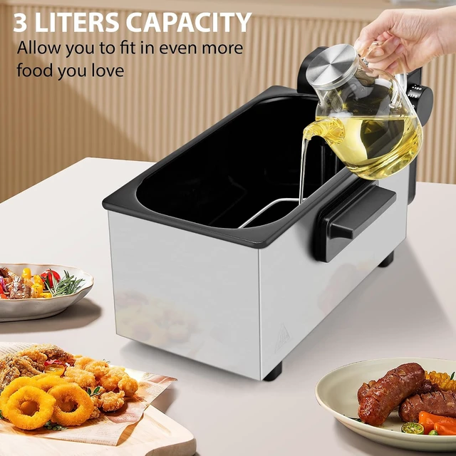 Alt view image 4 of 7 - Deep Fryer 3L Capacity,1500W Oil Fryer with Adjustable Temperature