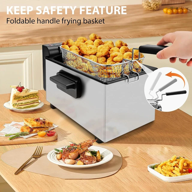 Alt view image 5 of 7 - Deep Fryer 3L Capacity,1500W Oil Fryer with Adjustable Temperature