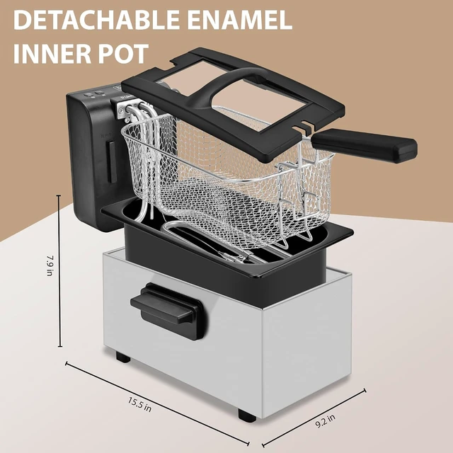 Alt view image 6 of 7 - Deep Fryer 3L Capacity,1500W Oil Fryer with Adjustable Temperature