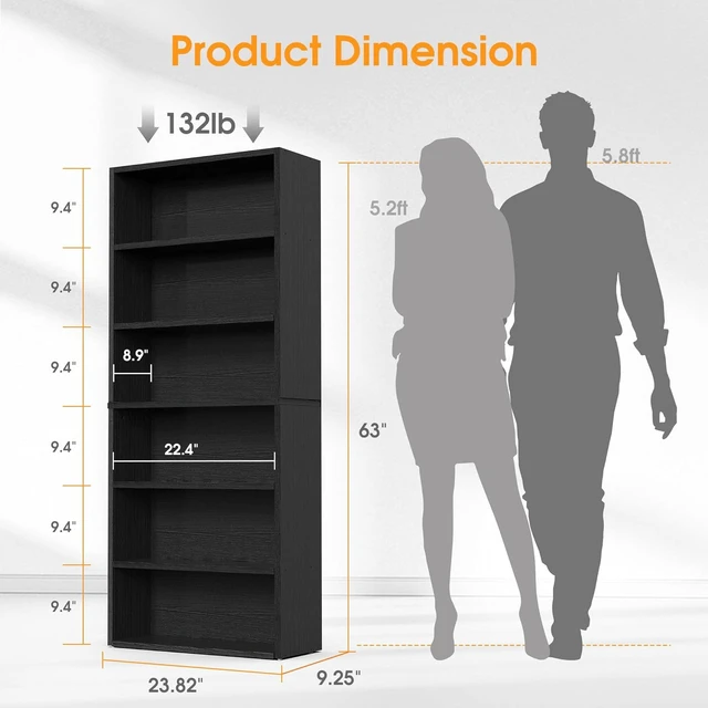 Alt view image 3 of 7 - 6 Shelf Bookcase Open Display Bookshelf Storage Organizer