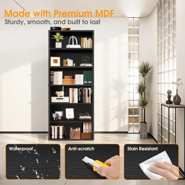 Alt view image 5 of 7 - 6 Shelf Bookcase Open Display Bookshelf Storage Organizer